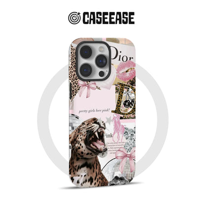 Funda para teléfono con estampado de leopardo rosa intenso