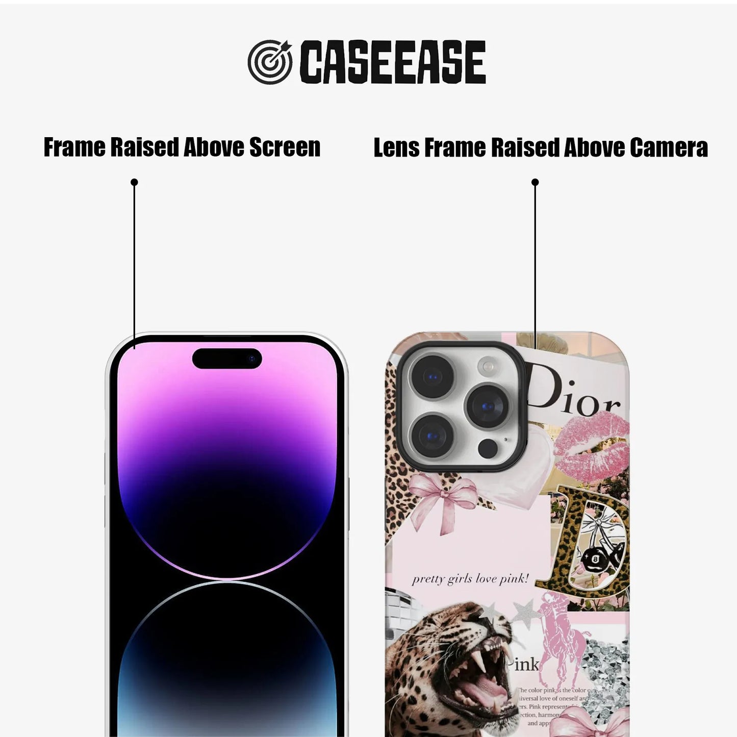 Funda para teléfono con estampado de leopardo rosa intenso
