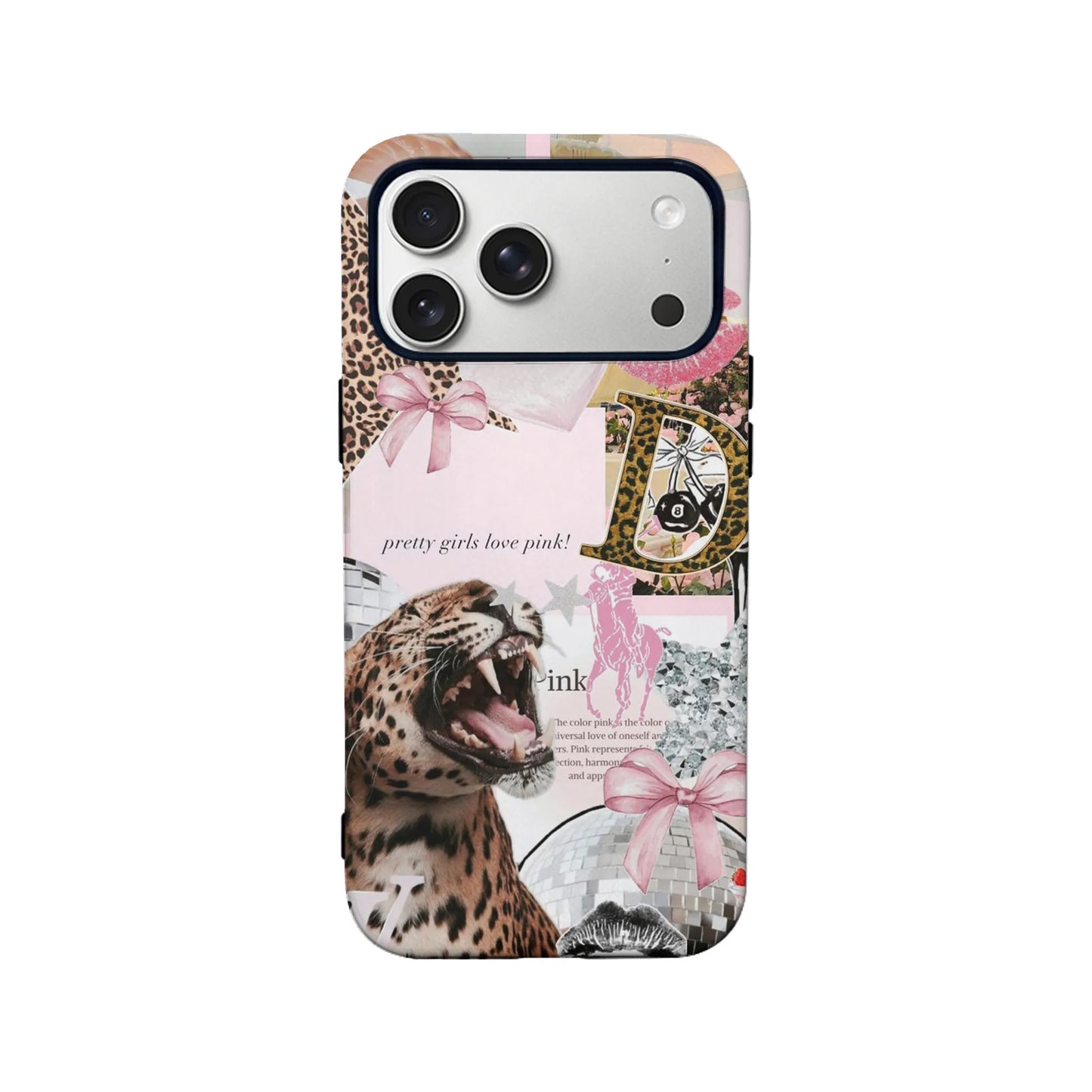Funda para teléfono con estampado de leopardo rosa intenso