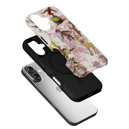 Funda para teléfono con mono y jirafa curiosos