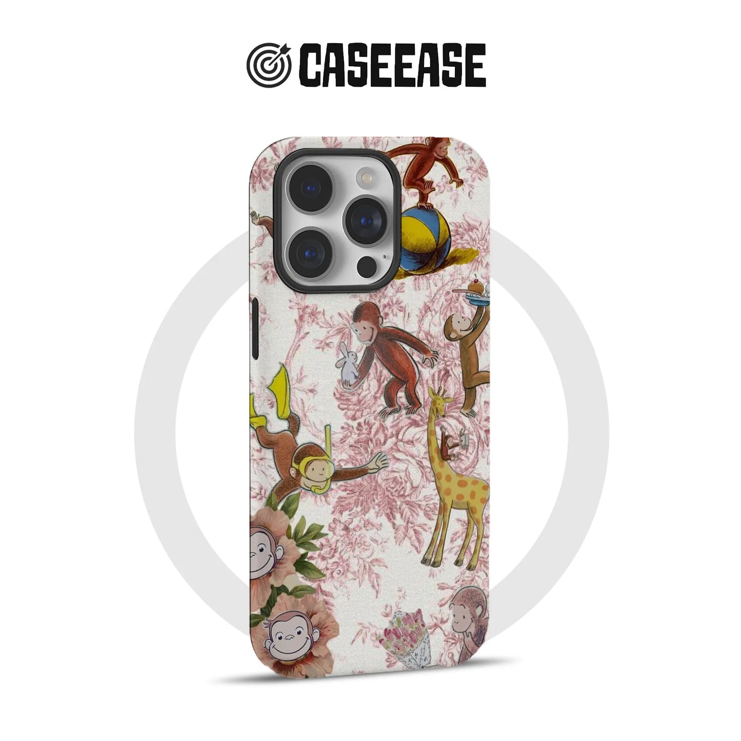 Funda para teléfono con mono y jirafa curiosos