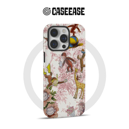 Funda para teléfono con mono y jirafa curiosos