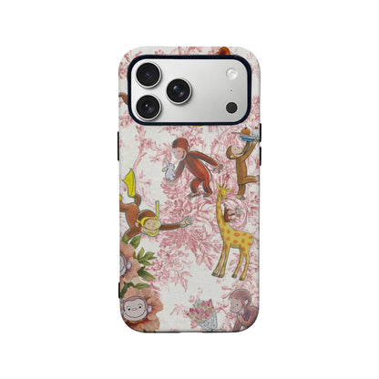 Funda para teléfono con mono y jirafa curiosos