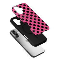 Funda para teléfono con lunares rosas llamativos