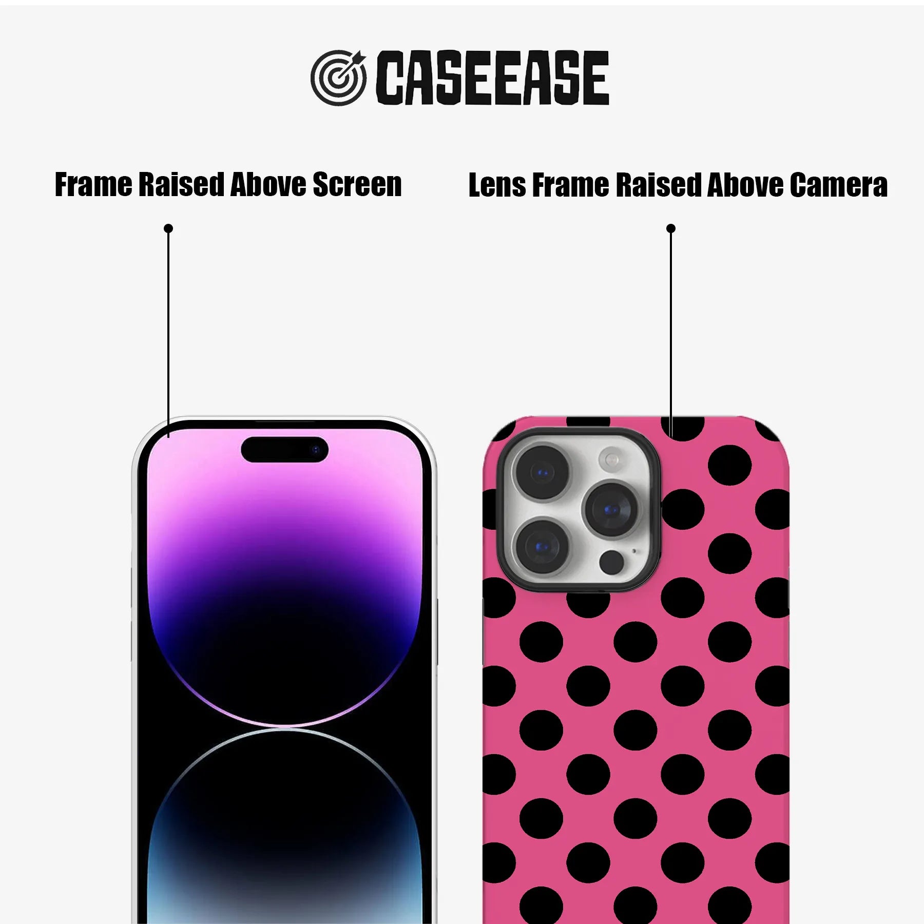 Funda para teléfono con lunares rosas llamativos