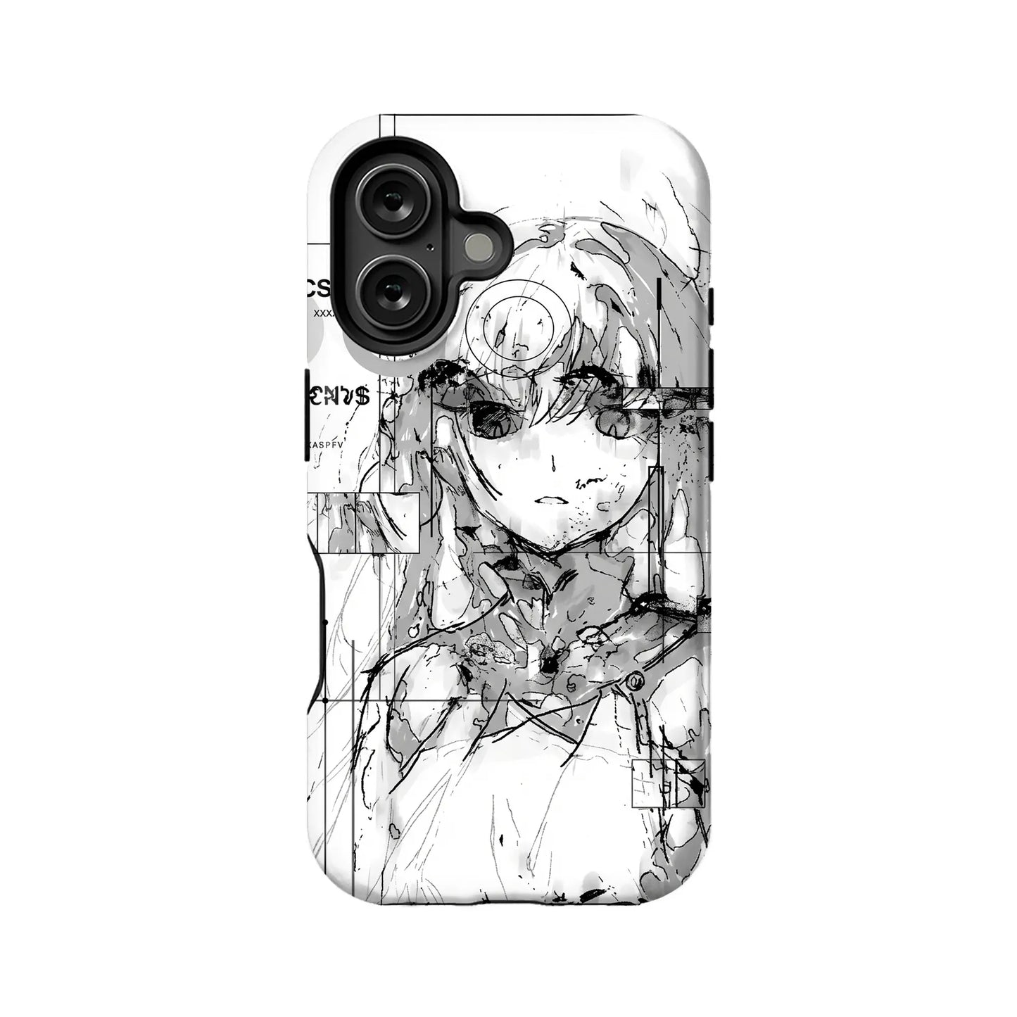 Street Style Anime Phone Case 2025 – Edgy Monochrome Art Design