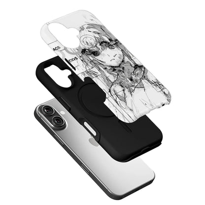 Street Style Anime Phone Case 2025 – Edgy Monochrome Art Design