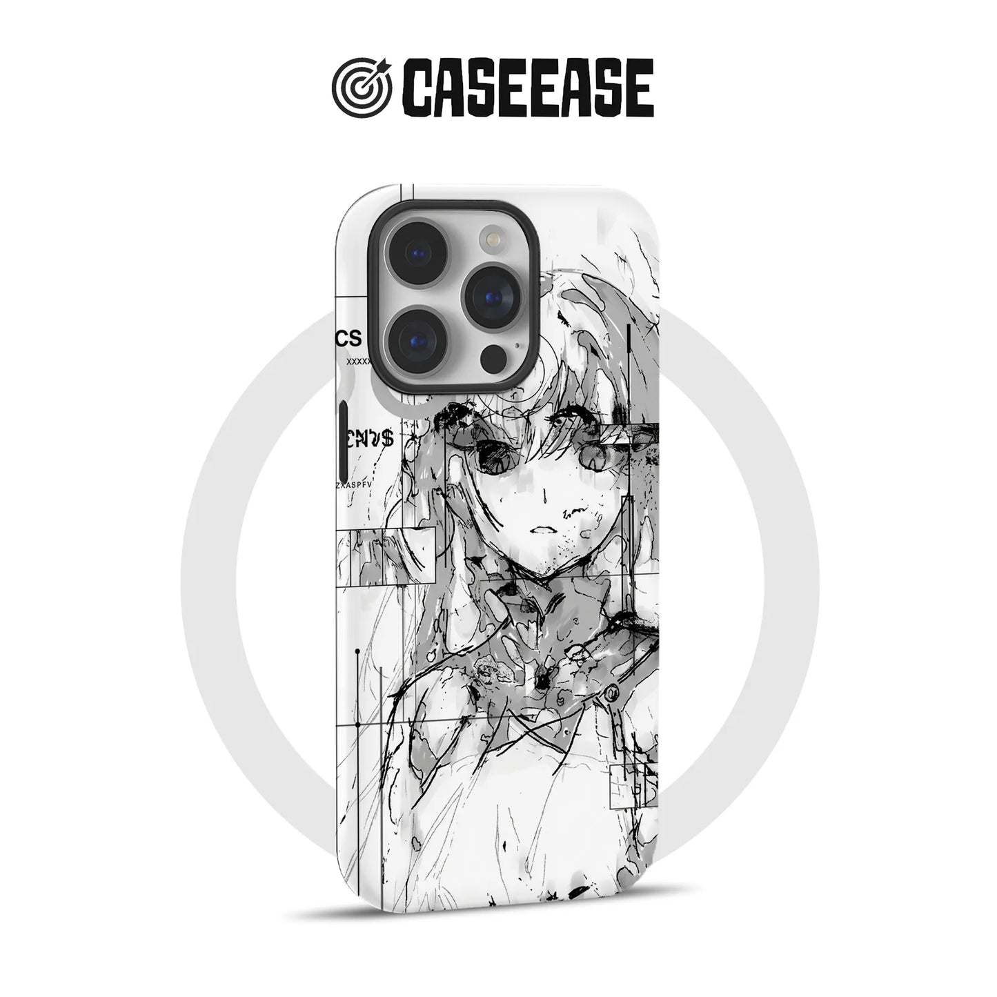 Street Style Anime Phone Case 2025 – Edgy Monochrome Art Design