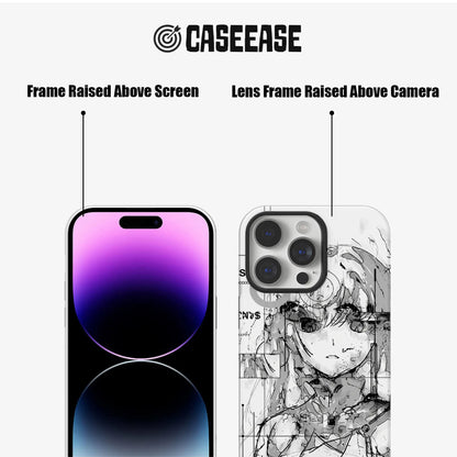 Street Style Anime Phone Case 2025 – Edgy Monochrome Art Design