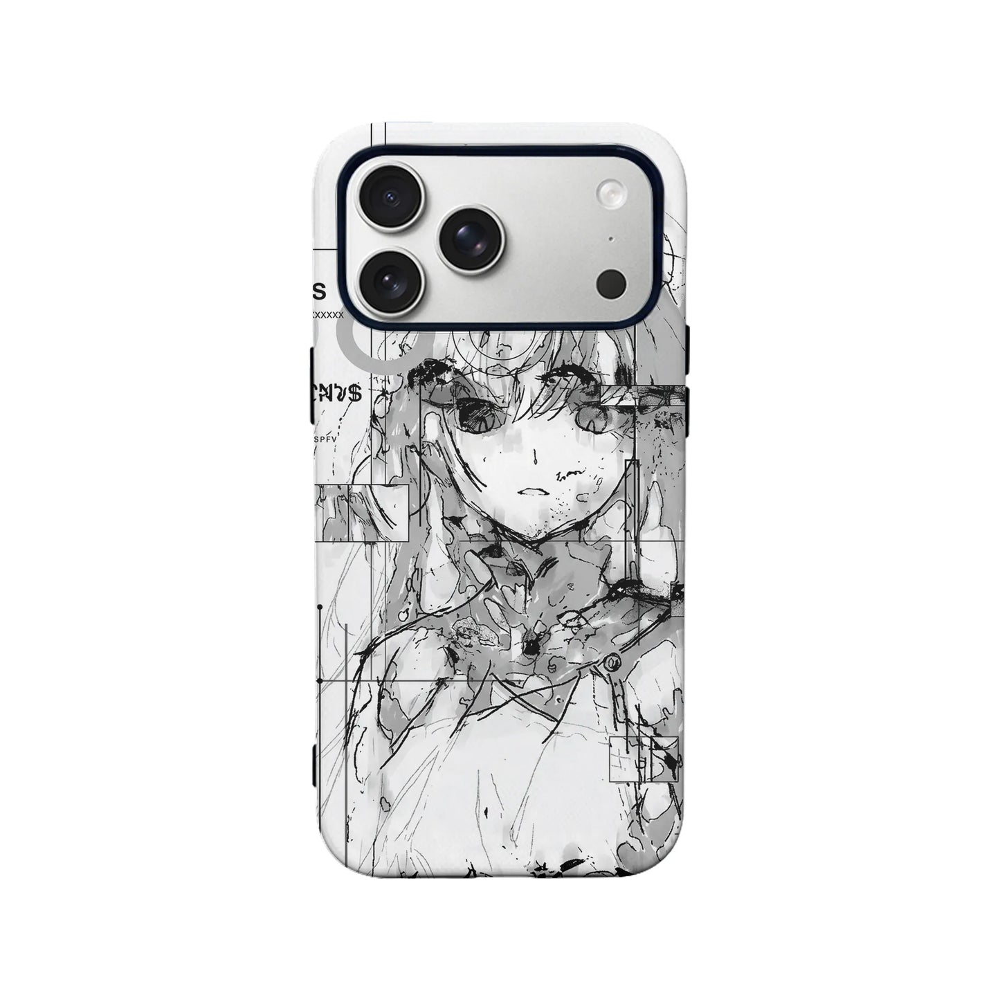 Street Style Anime Phone Case 2025 – Edgy Monochrome Art Design
