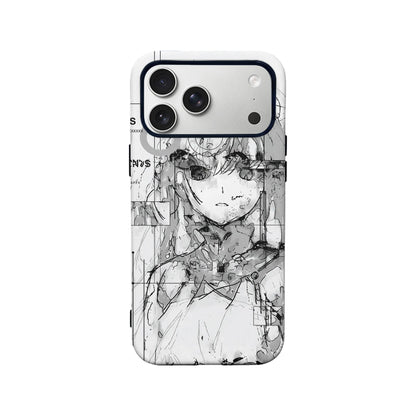 Street Style Anime Phone Case 2025 – Edgy Monochrome Art Design