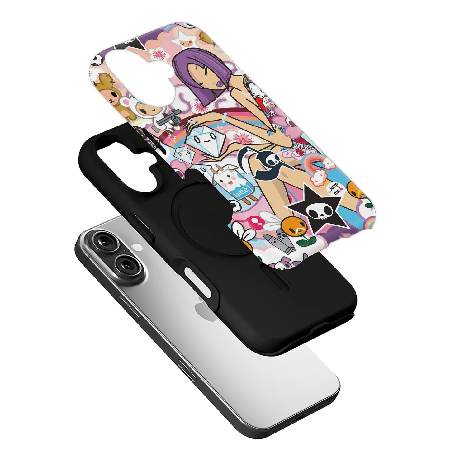 Colorful Cartoon Sticker Phone Case for Creative Souls