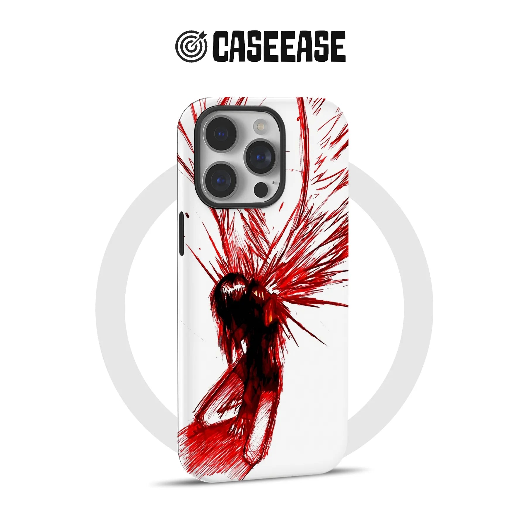 Funda para teléfono Blood Angel 2025: Impresionante arte abstracto en rojo y blanco 