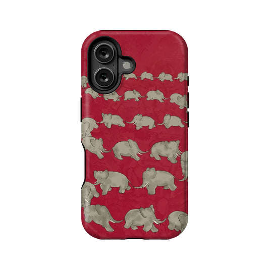 Red Elephant Herd Minimalist IPhone Phone Case