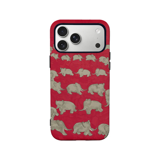 Red Elephant Herd Minimalist IPhone Phone Case - Premium Protective Phone Case - View 2
