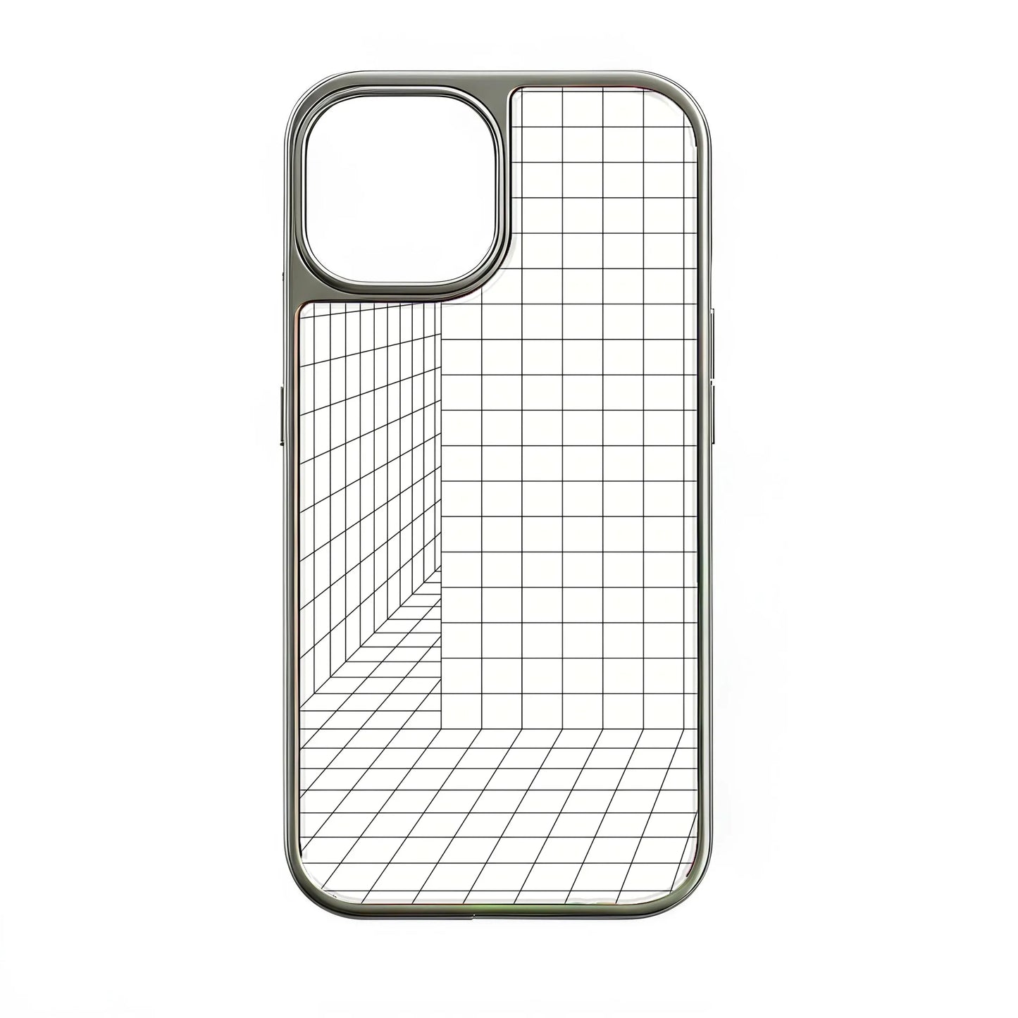 Funda holográfica cromada para iPhone 14 Pro - Diseño de cuadrícula 3D