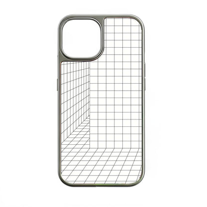Funda holográfica cromada para iPhone 14 Pro - Diseño de cuadrícula 3D
