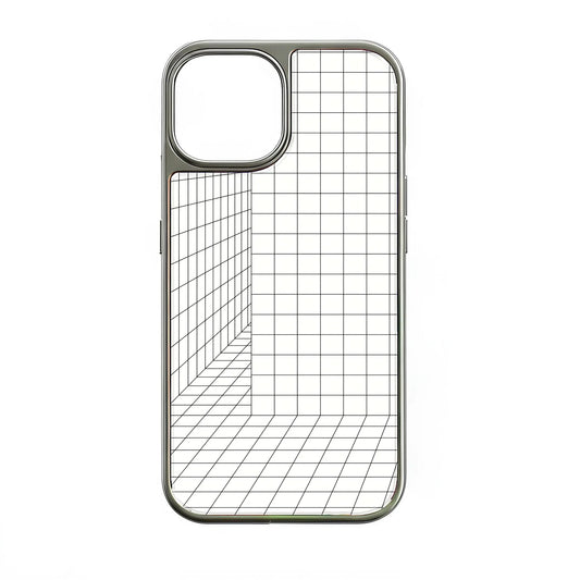 Holographic Chrome Phone Case for iPhone 14 Pro - 3D Grid Design