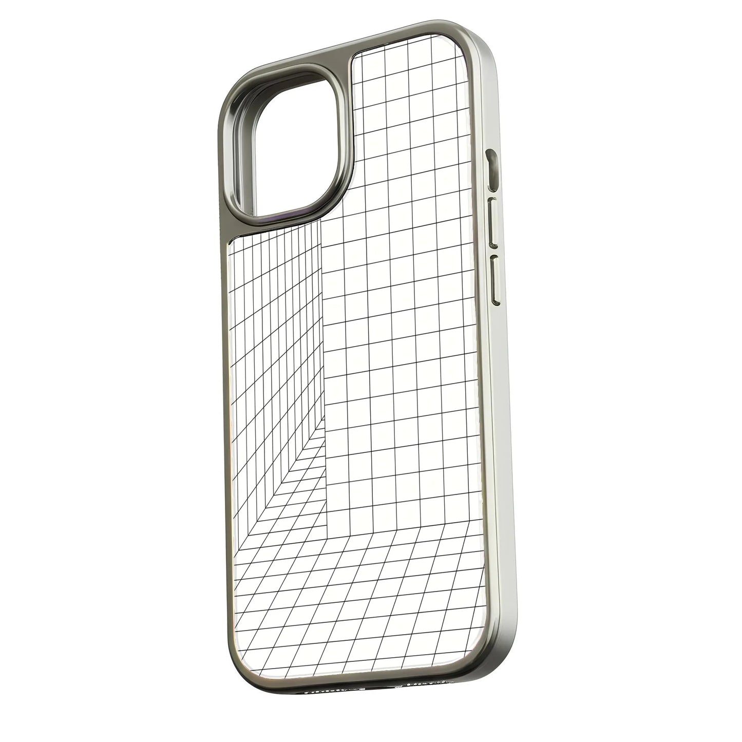 Funda holográfica cromada para iPhone 14 Pro - Diseño de cuadrícula 3D
