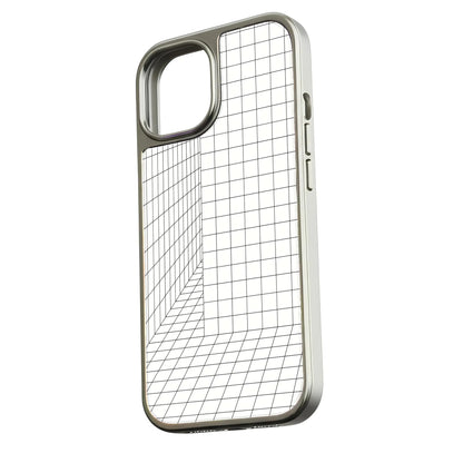 Funda holográfica cromada para iPhone 14 Pro - Diseño de cuadrícula 3D