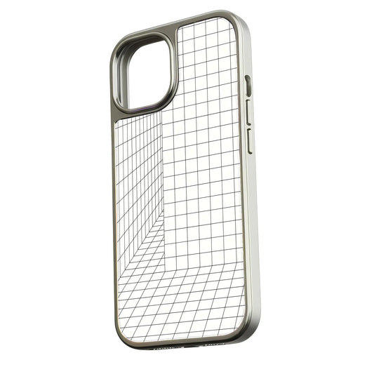 Holographic Chrome Phone Case for iPhone 14 Pro - 3D Grid Design