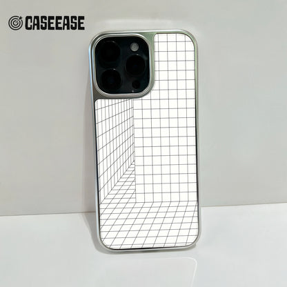 Funda holográfica cromada para iPhone 14 Pro - Diseño de cuadrícula 3D