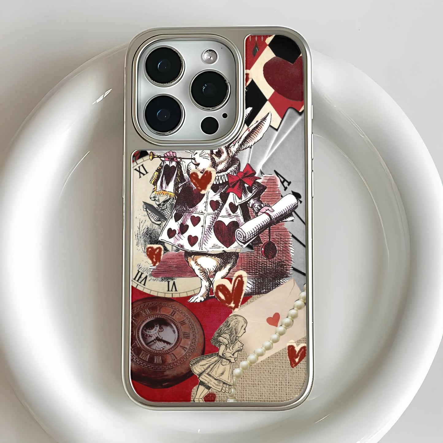 Holographic Chrome Phone Case - Alice in Wonderland Inspired Design