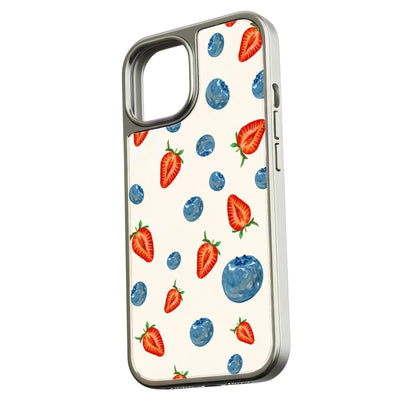 Funda holográfica cromada para teléfono - Diseño de fresa y arándano