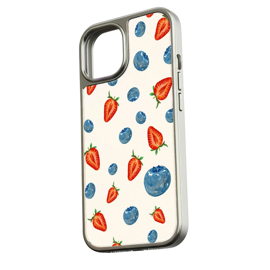 Holographic Chrome Phone Case - Strawberry Blueberry Design