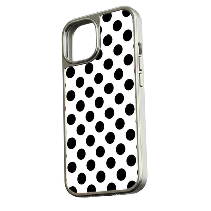 Holographic Chrome Polka Dot Phone Case - Black & White Design