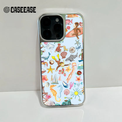 Funda holográfica colorida para móvil con temática de aventura - Vibras playeras divertidas