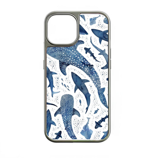 Holographic Chrome Shark Phone Case - Ocean Blue Design