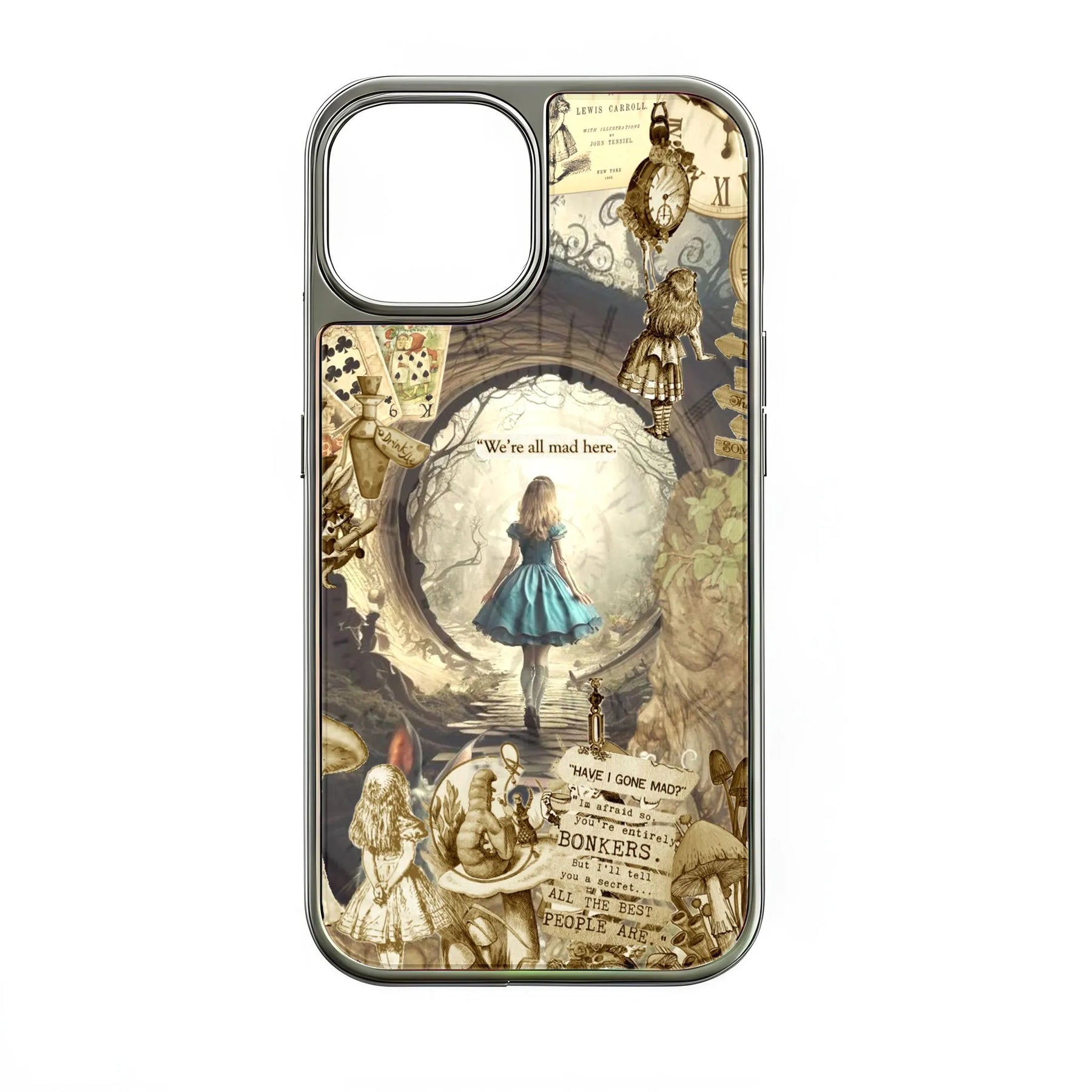 Funda para teléfono holográfica cromada de Alicia en el País de las Maravillas - Diseño 3D de ensueño