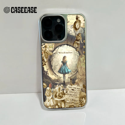 Holographic Chrome Alice in Wonderland Phone Case - Dreamy 3D Design