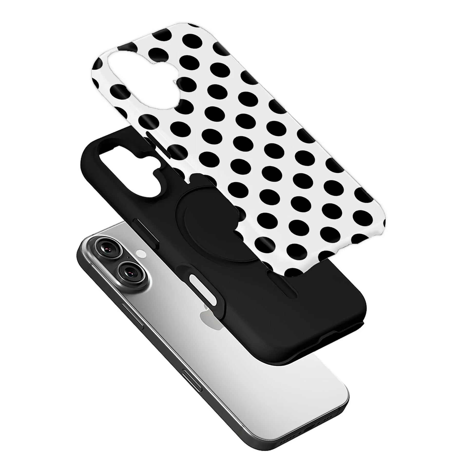 Funda clásica para teléfono con lunares negros