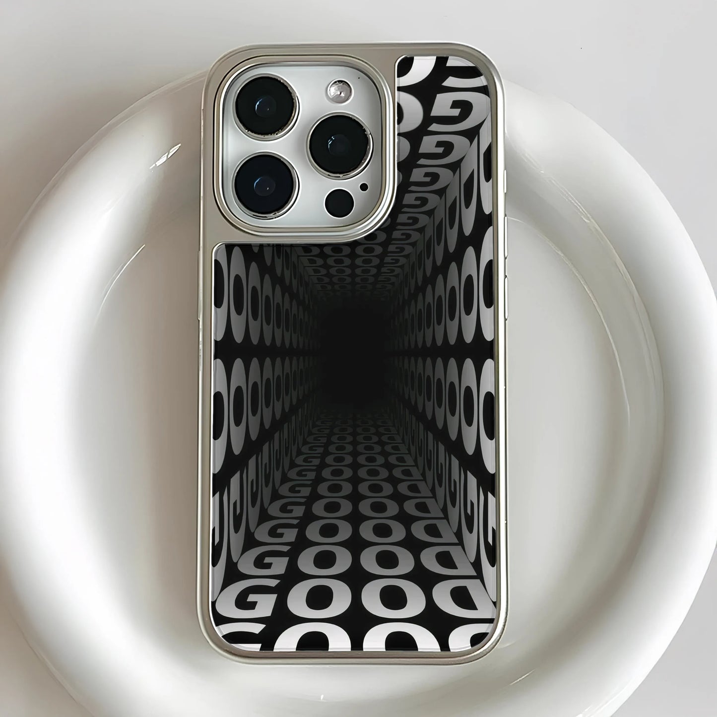 Holographic Chrome Phone Case for iPhone 15 Pro - Optical Illusion Design