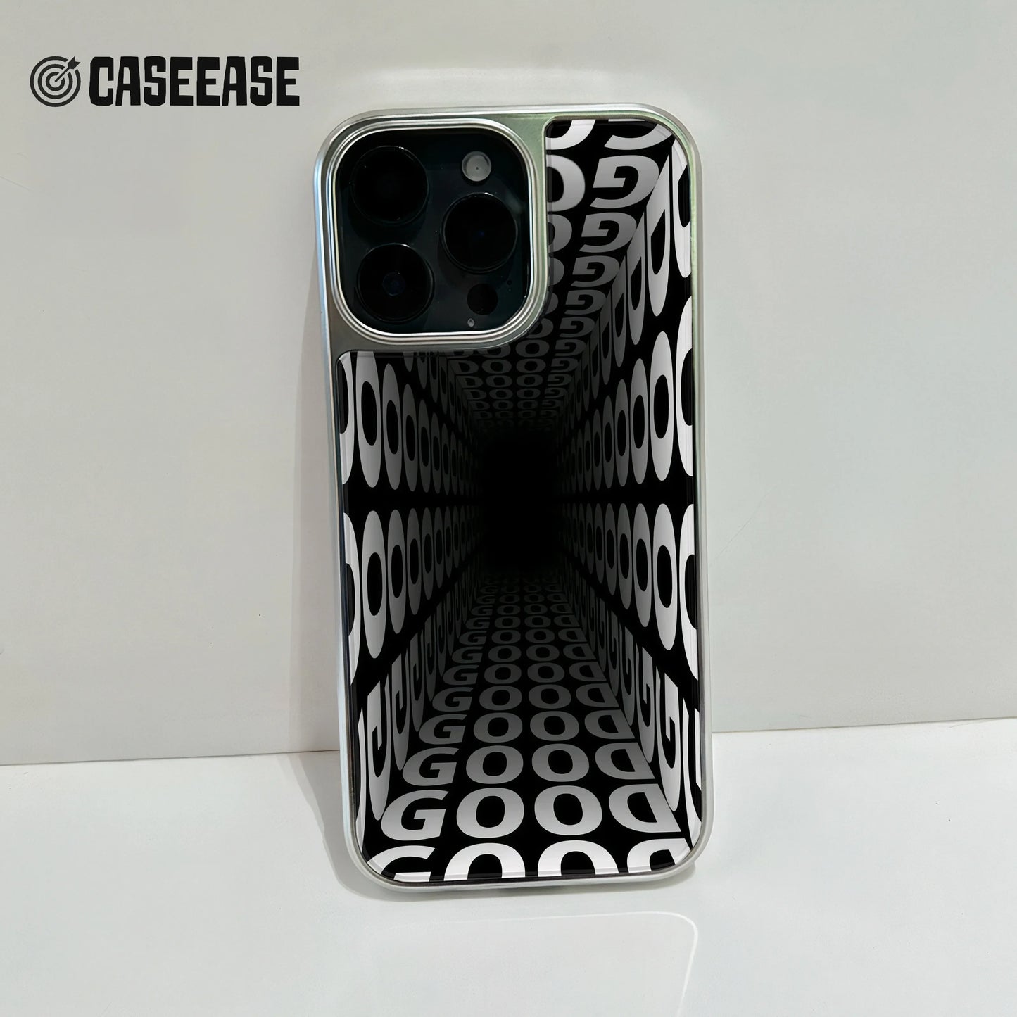 Holographic Chrome Phone Case for iPhone 15 Pro - Optical Illusion Design