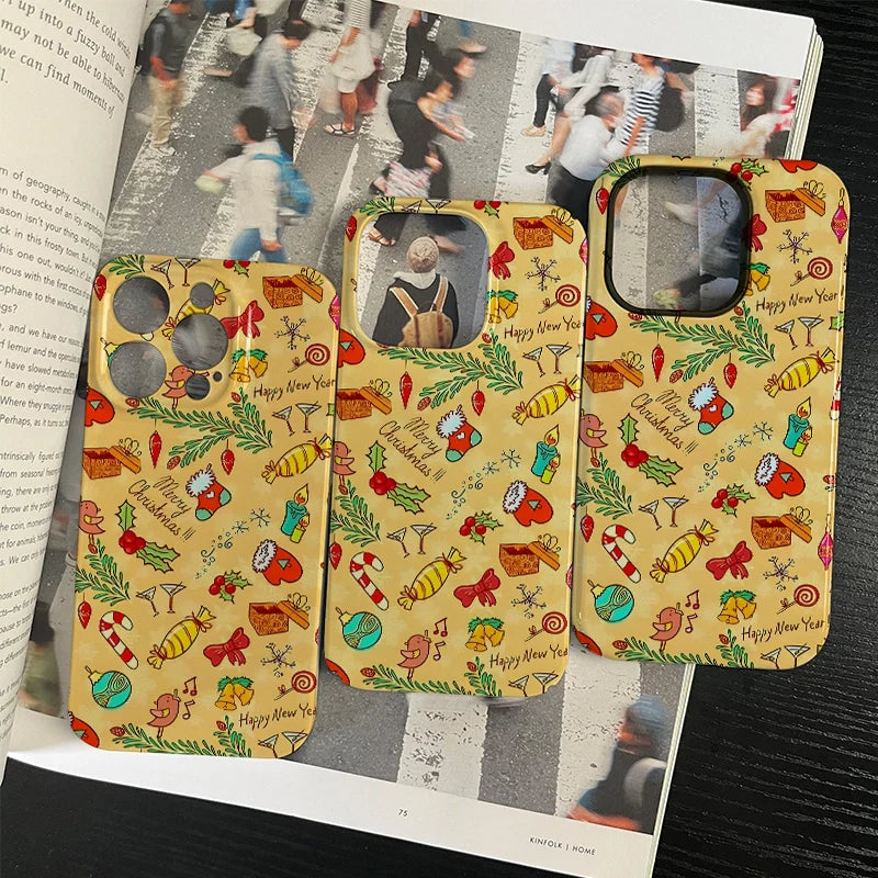 Funda para teléfono con diseño festivo de Navidad y Año Nuevo: diseño festivo colorido 