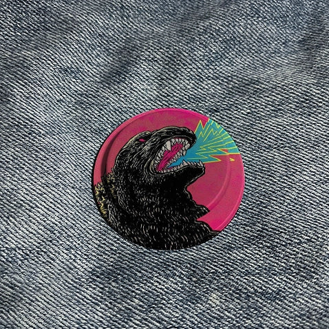 Retro Godzilla Pop Art Phone Grip – Neon Monster Roar Stand for Smartphones