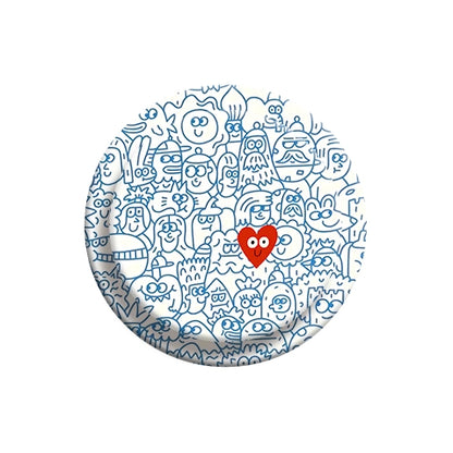 Cute Doodle Characters Phone Grip & Stand with Red Heart - PopSocket Style Holder