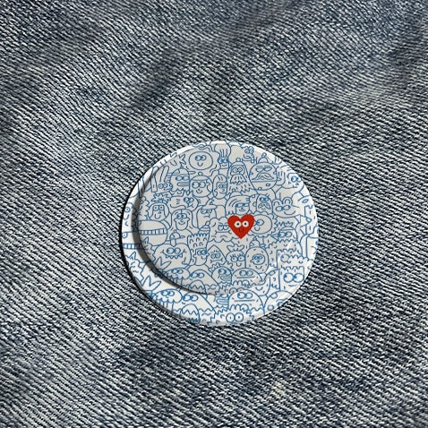 Cute Doodle Characters Phone Grip & Stand with Red Heart - PopSocket Style Holder