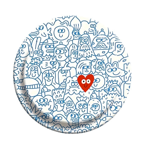 Cute Doodle Characters Phone Grip & Stand with Red Heart - PopSocket Style Holder