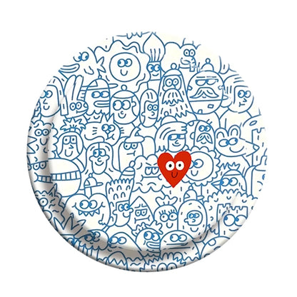 Cute Doodle Characters Phone Grip & Stand with Red Heart - PopSocket Style Holder