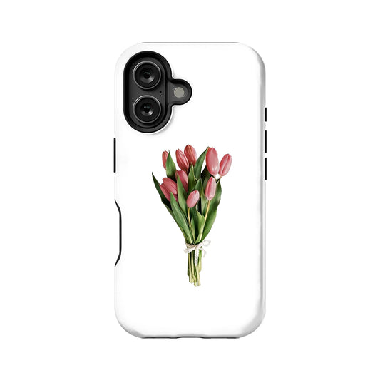 Elegant Pink Tulip Bouquet Phone Case – Simple and Graceful Design