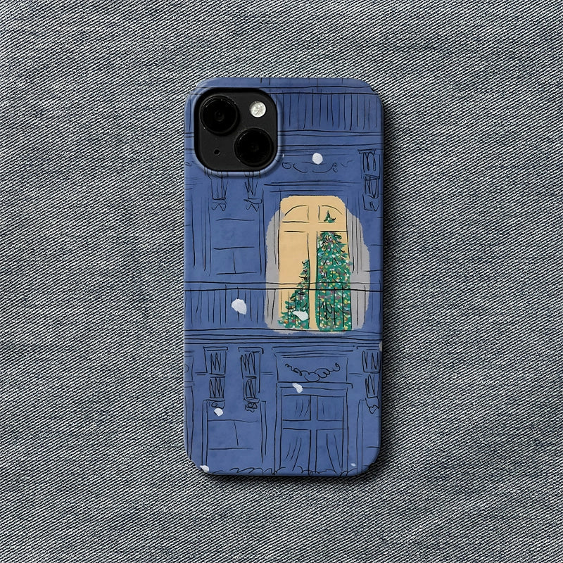 Funda navideña acogedora con ventana para teléfono: diseño festivo y artístico 