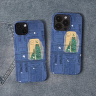 Funda navideña acogedora con ventana para teléfono: diseño festivo y artístico 