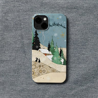 Funda para teléfono con diseño de cabaña de invierno navideña 
