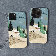 Funda para teléfono con diseño de cabaña de invierno navideña 