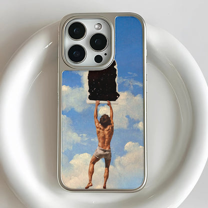 Holographic Chrome Phone Case for iPhone 14 Pro - Artistic Cosmic Design