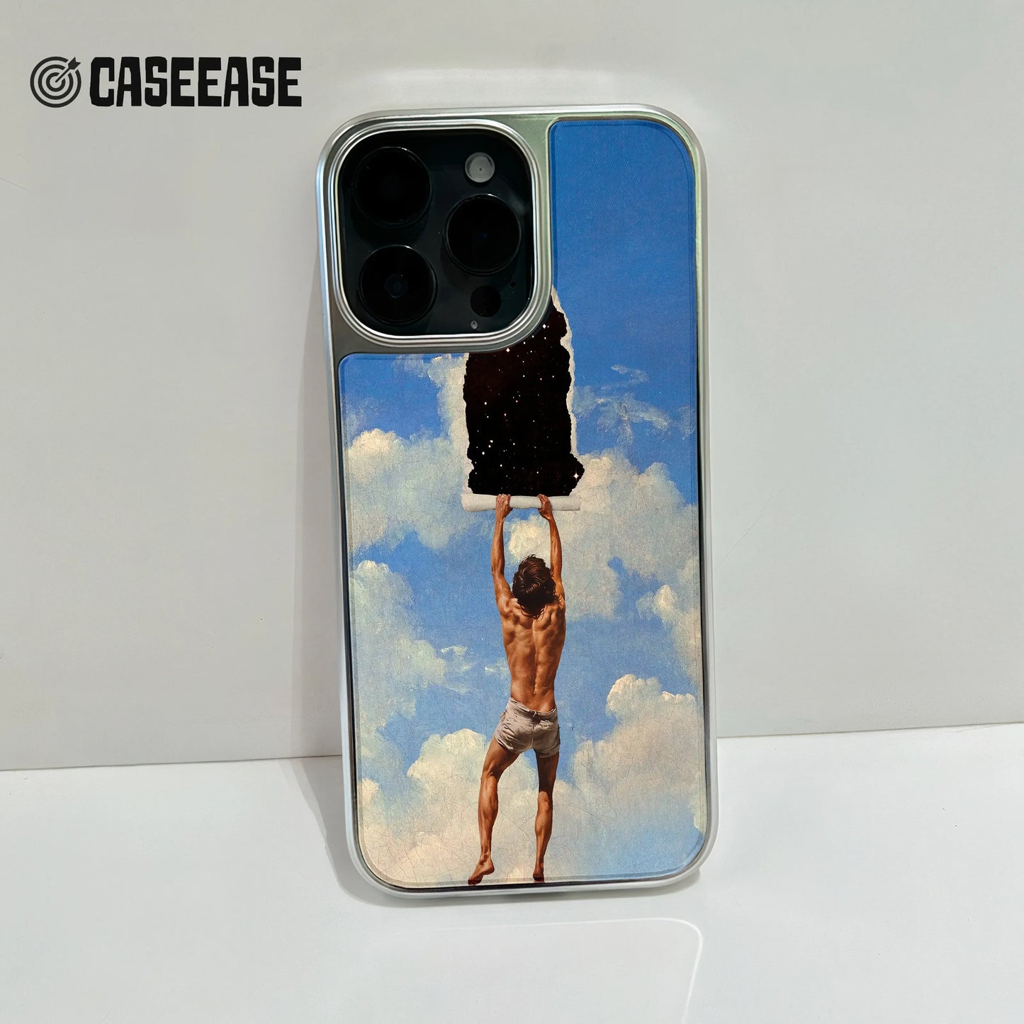 Holographic Chrome Phone Case for iPhone 14 Pro - Artistic Cosmic Design